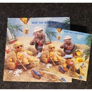 Vintage THE BEACH BEARS Springbok Mini Jigsaw Puzzle OVER 70 PIECES - PZL7272